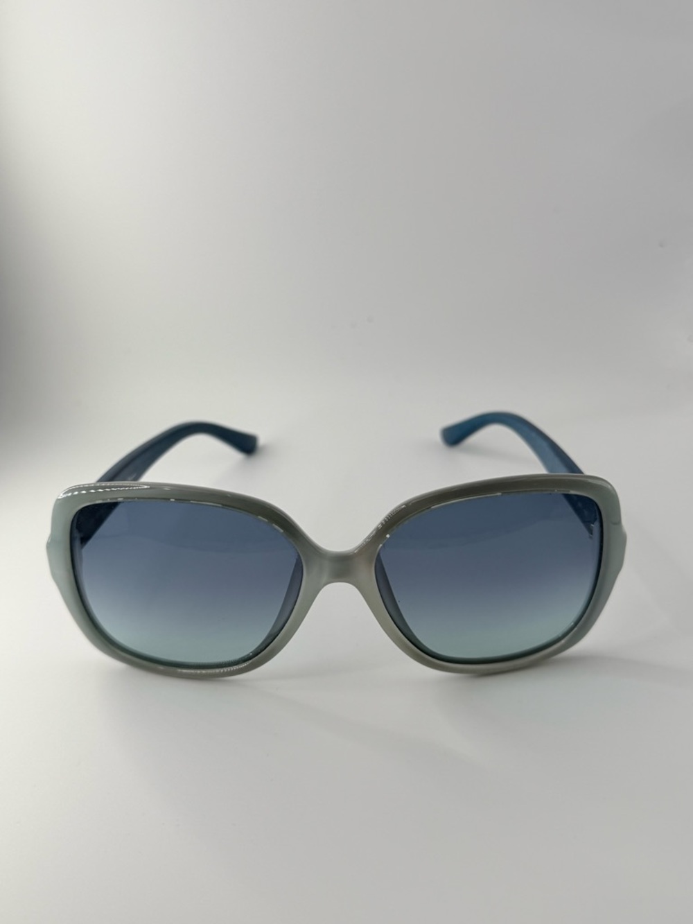 Salvatore Ferragamo Gray Frame Sunglasses with Blue Gradient Lenses